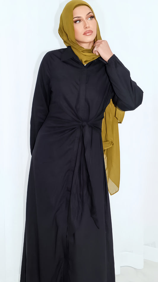 Jamilah Linen Dress Black