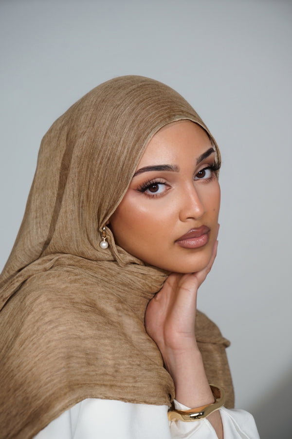 Caramel Swirl Crinkle Hijab Set