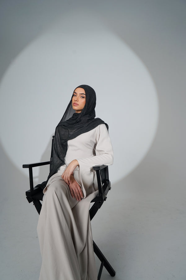 Charcoal Textured Rayon Hijab Set