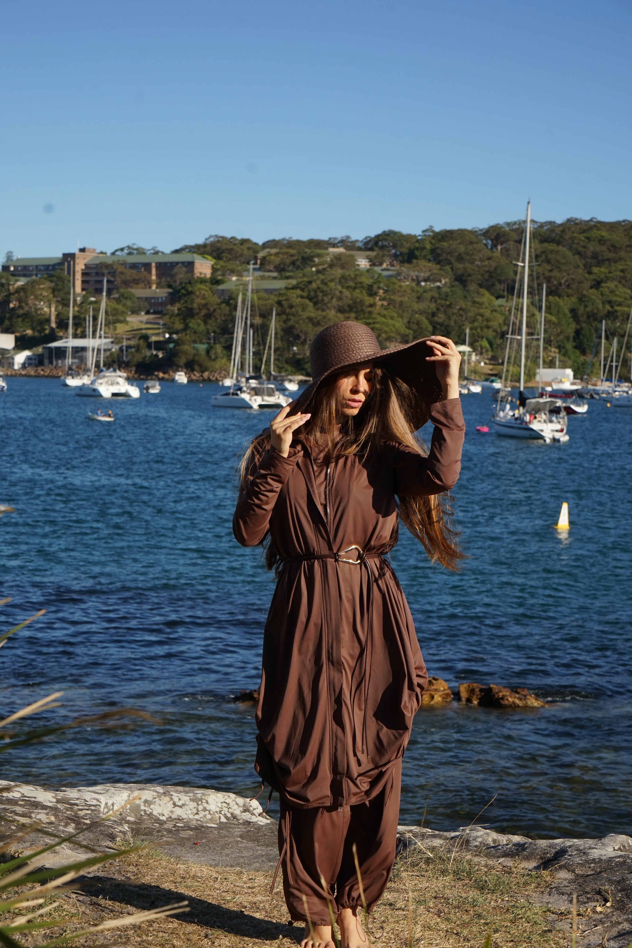 Brown Swim Dress / Cover Up Jacket