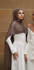 Load image into Gallery viewer, Timeless Mocha Seamless Rayon Hijab
