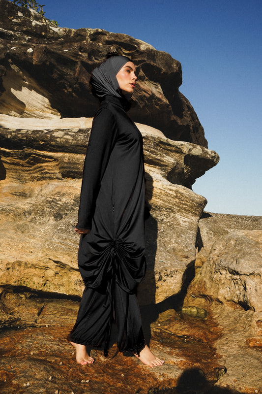 Black Swim Tunic / Cover up / Trench Jacket