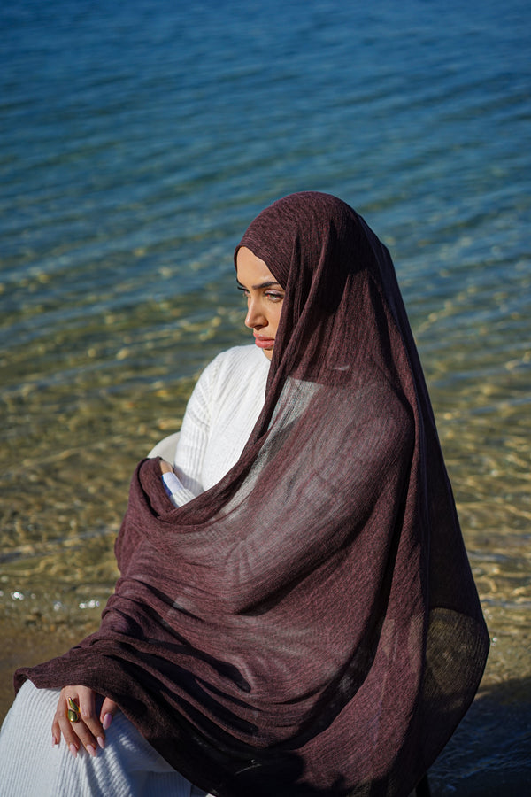 Berry Plum Textured Rayon Hijab Set