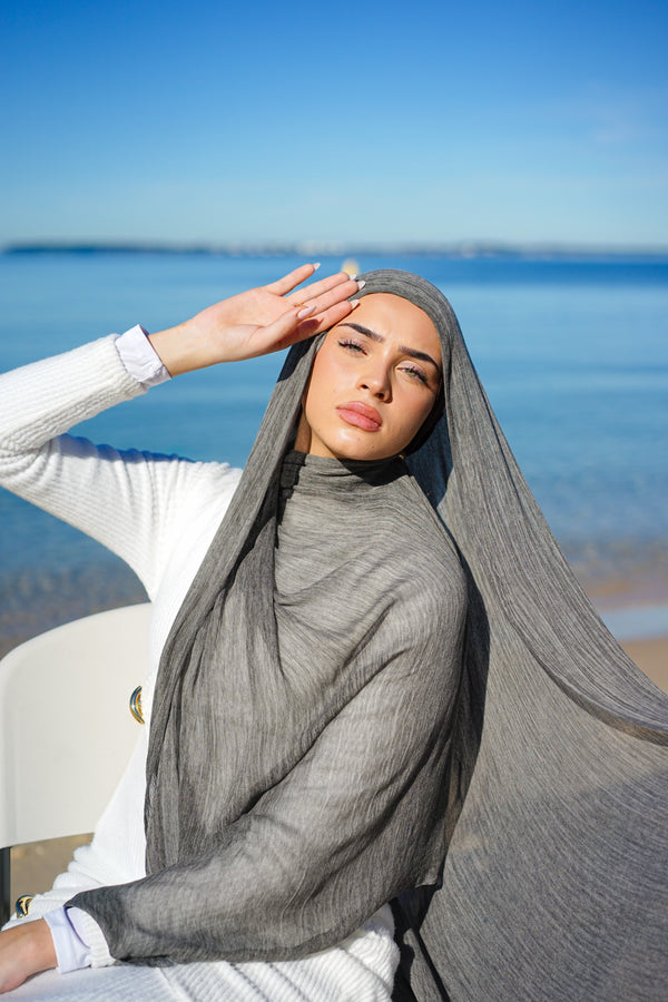 Beach Pebble Marble Rayon Hijab set