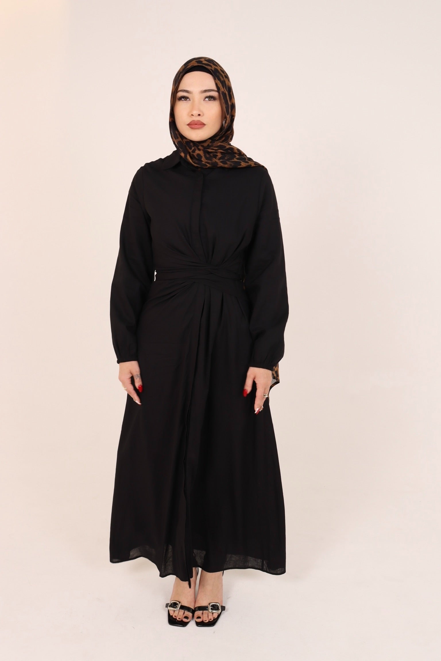 Jamilah Linen Dress Black