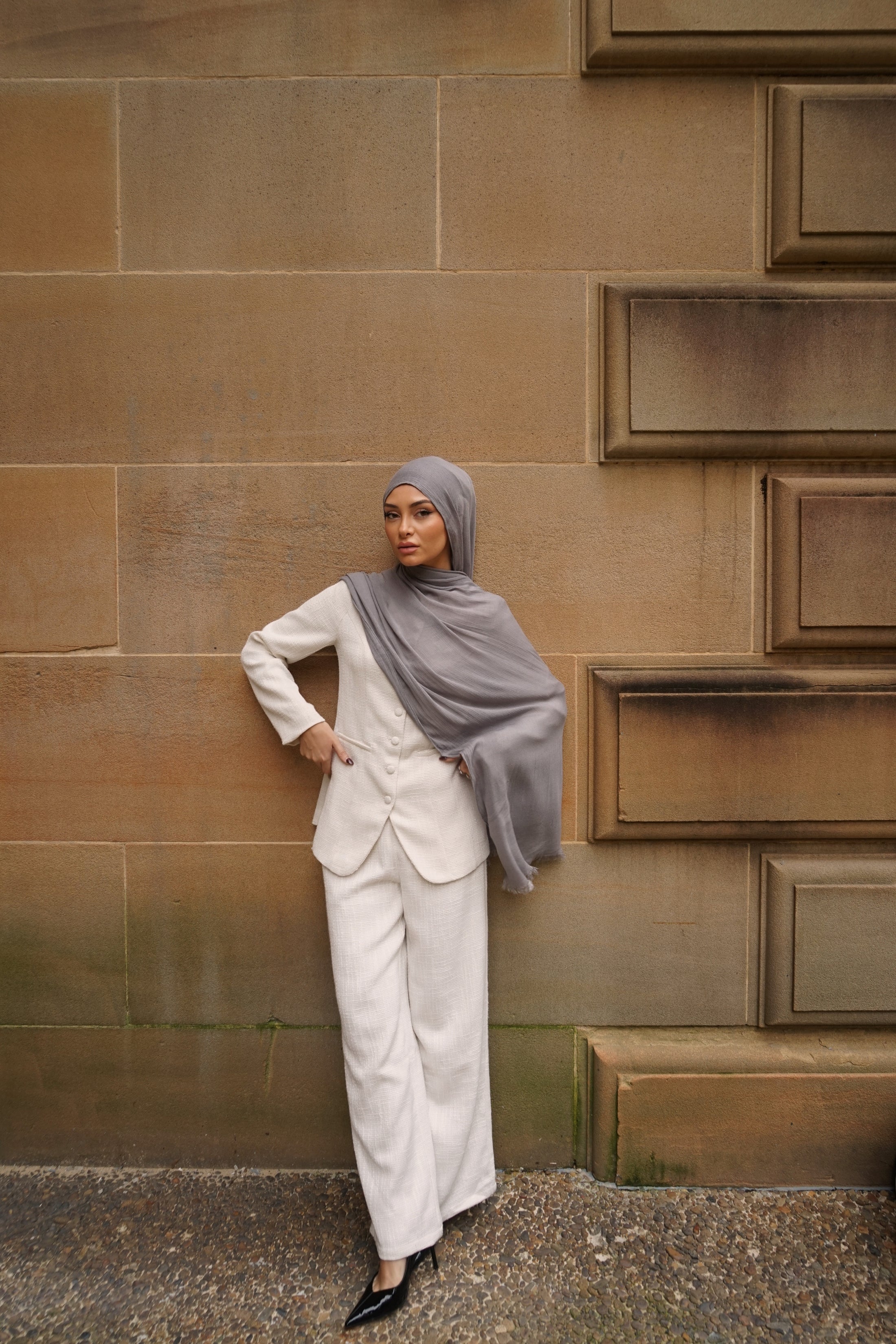 Purple Grey Seamless Rayon Hijab