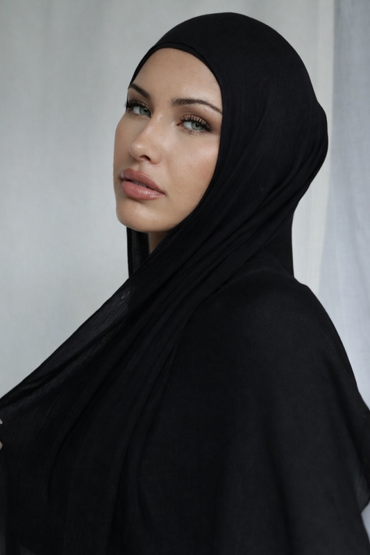 Black Bamboo Hijab Set