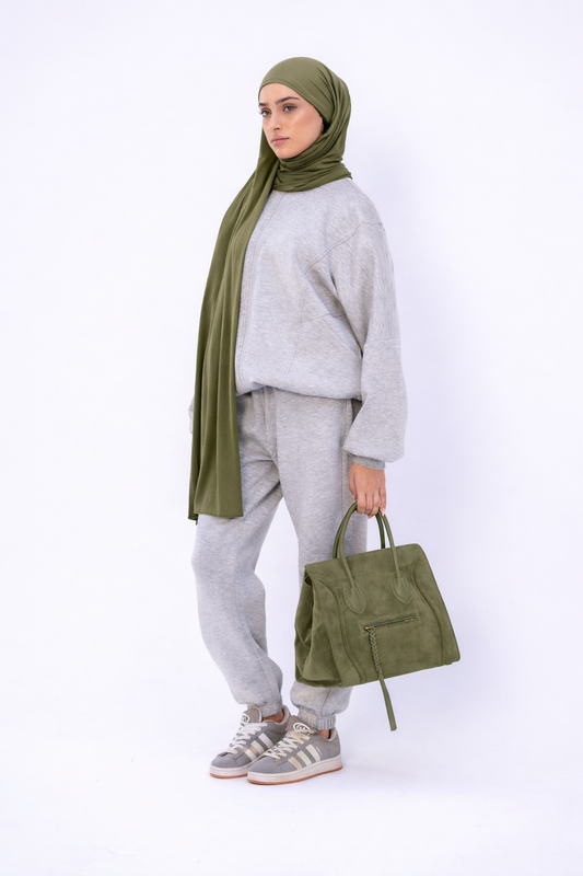 Olive Green Bamboo Jersey Hijab