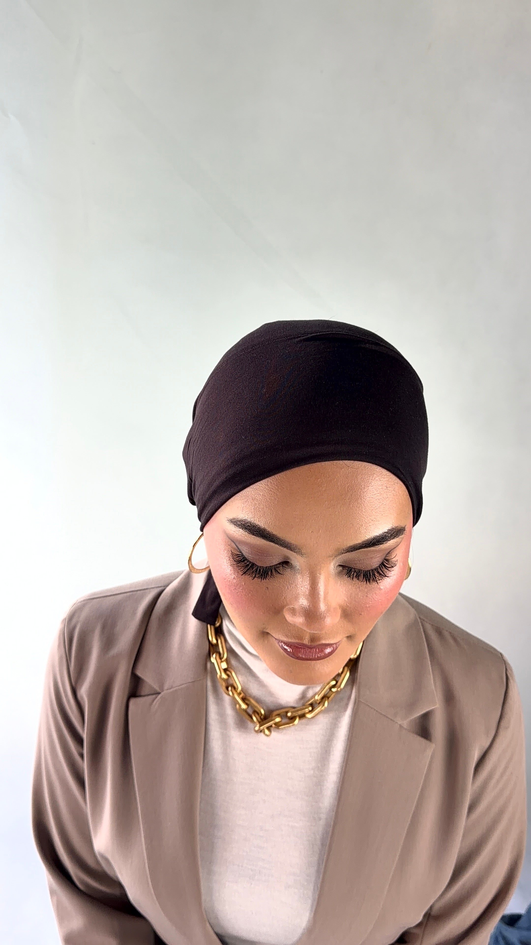 Ganache Brown Velvet Grip Undercap and Hijab Set