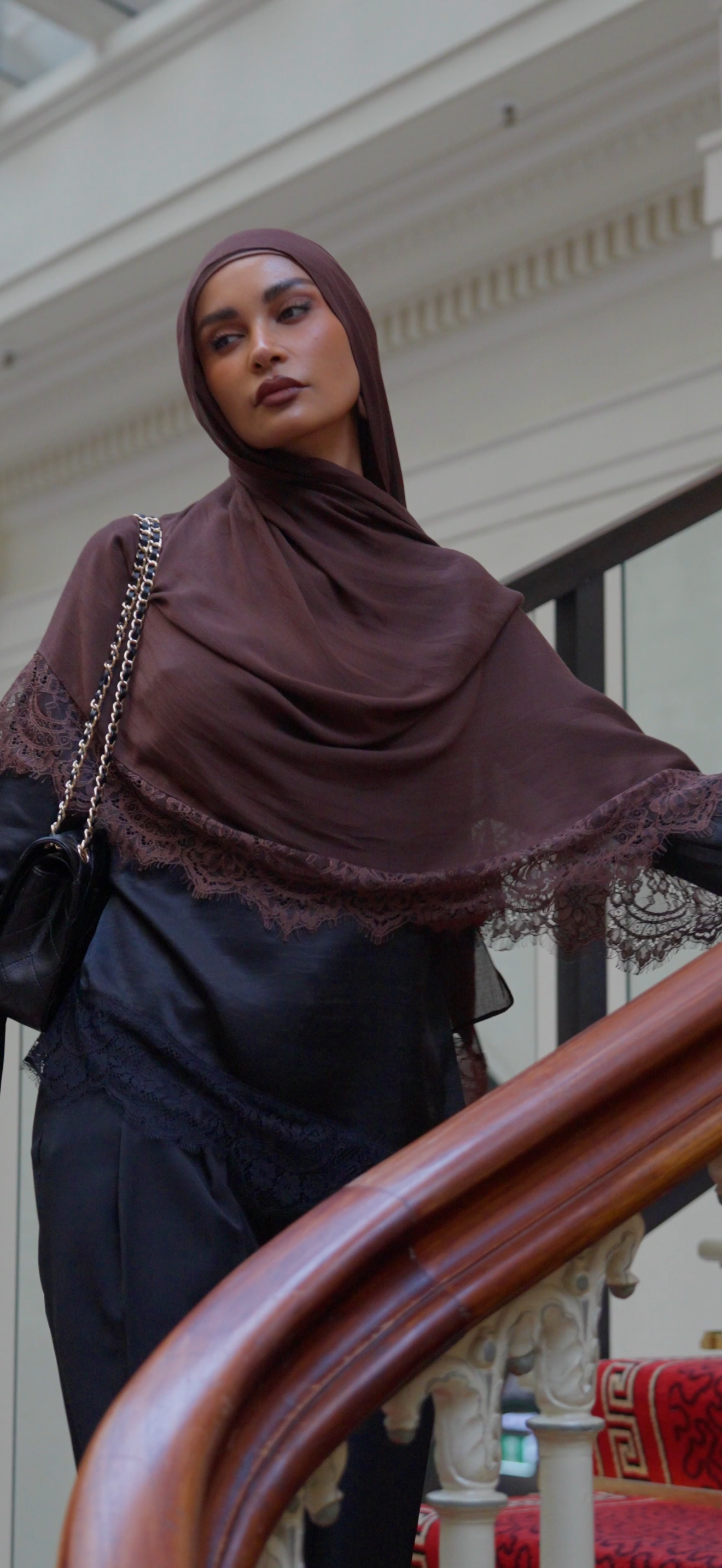 Chocolate Oud Lace Modal