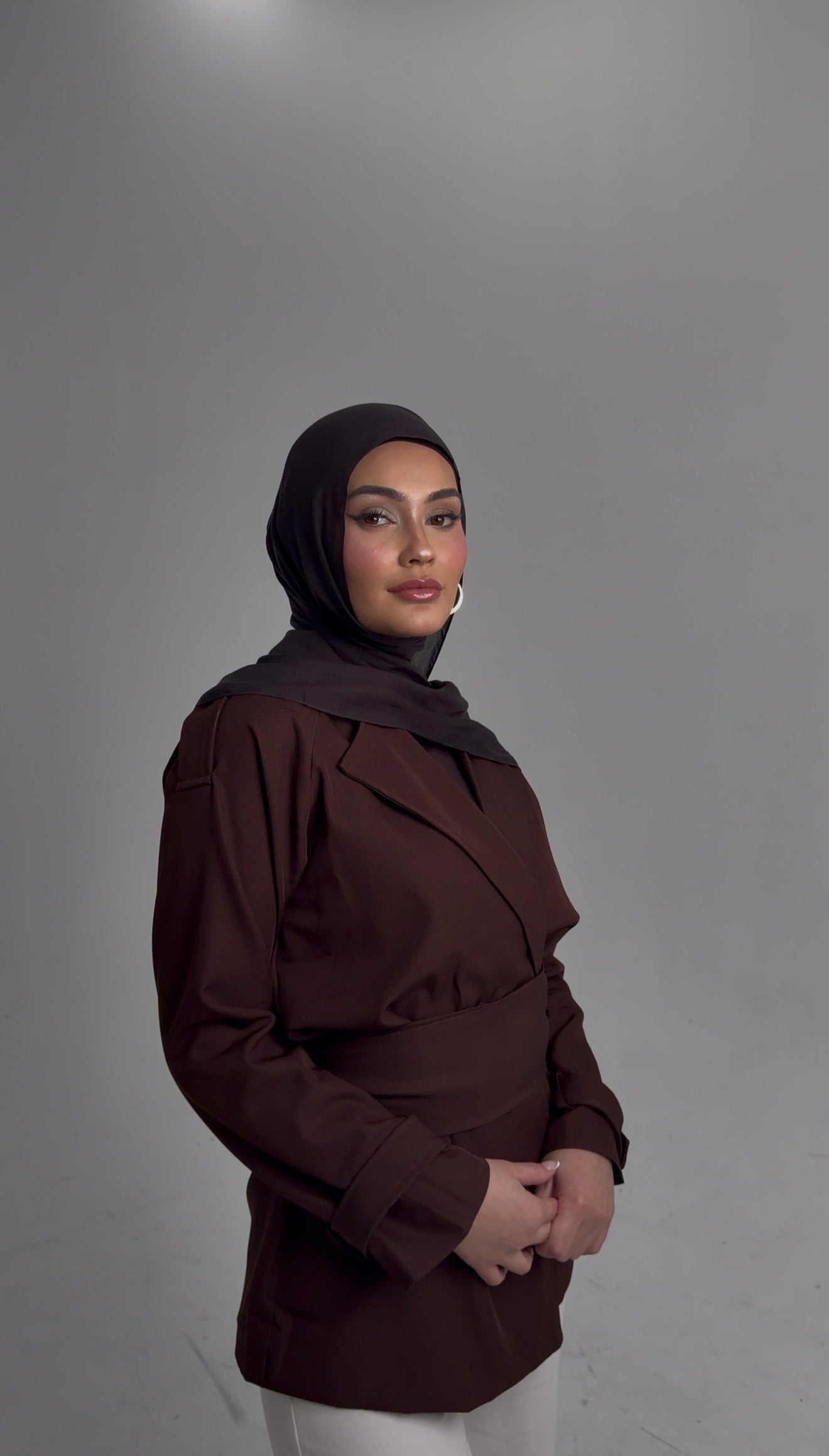 Ganache Brown Velvet Grip Undercap and Hijab Set