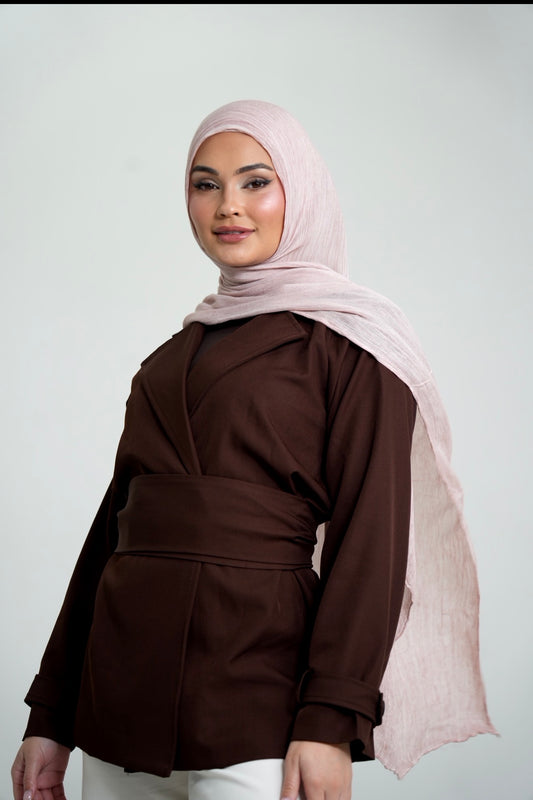 Pink Textured Rayon Hijab Set