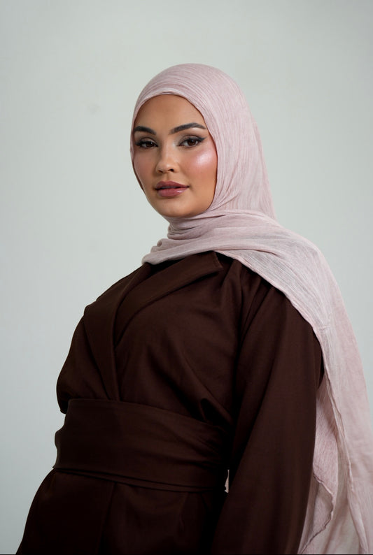 Pink Textured Rayon Hijab Set
