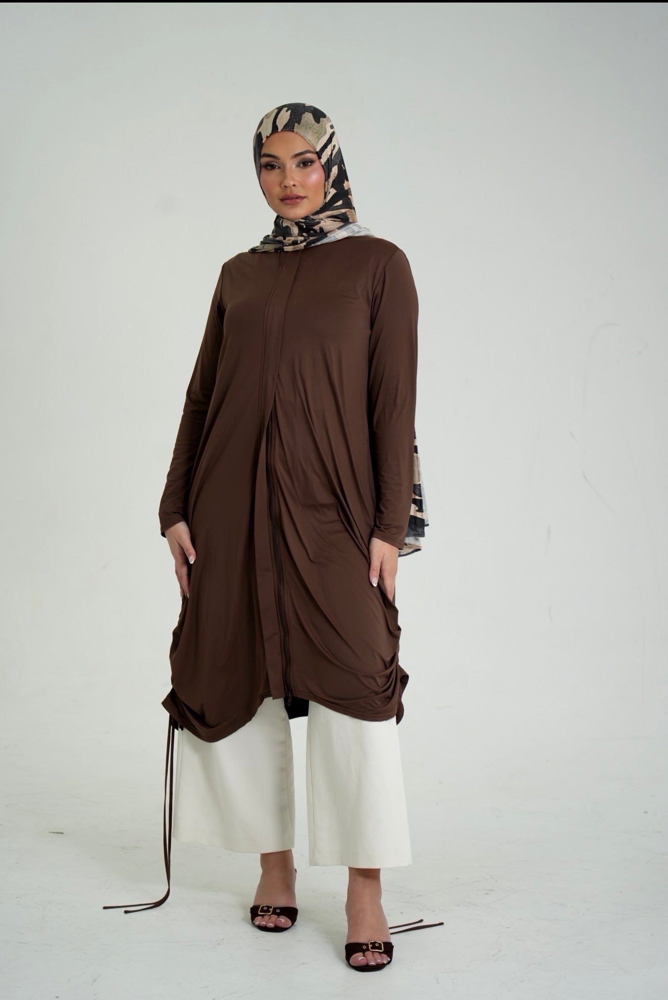 Brown Swim Dress / Cover Up Jacket